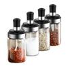 Glass Seasoning Jars with Integrated Spoon & Lid - 4 Pack