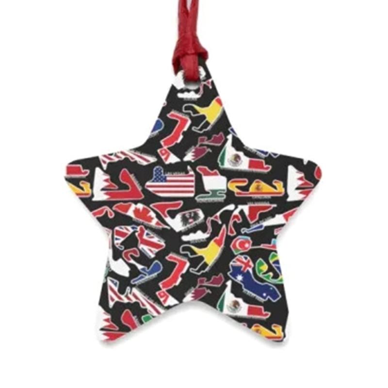 Formula One Racing Tracks Ornaments for Christmas Decoration Various Shapes Sock Star Heart Ornaments Tree