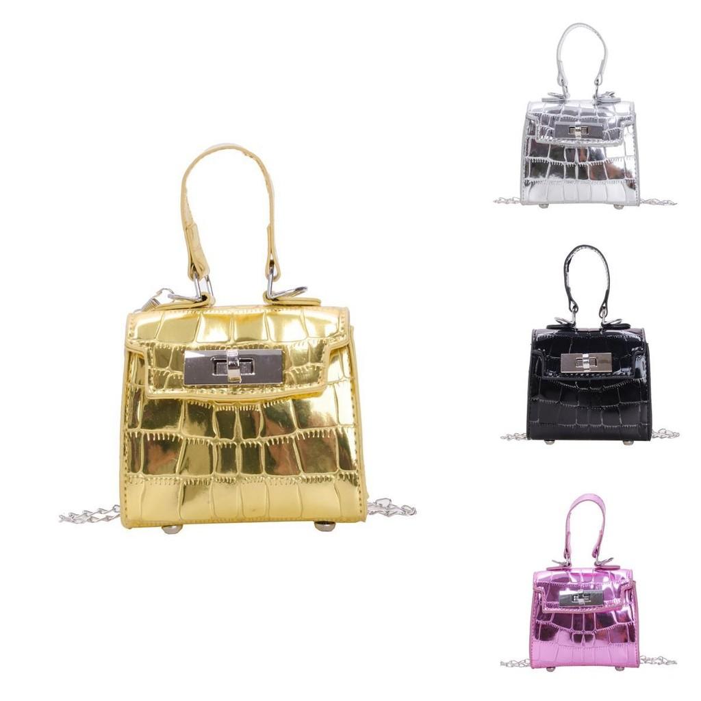 Solid Children Color Casual Bag With Laser Stone Texture Design Travel Daily