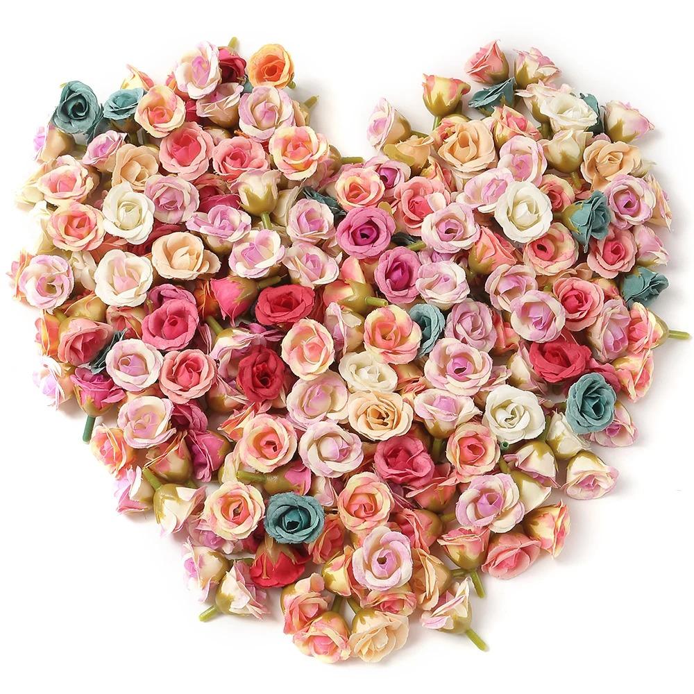 10/20/50Pcs 2cm Mini Rose Artificial Flowers Heads For Home Decor Wedding Decoration Fake Flowers DIY Wreath Scrapbook Gifts