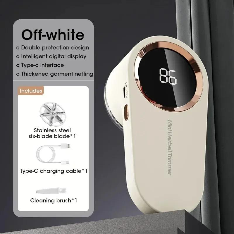 Fabric Shaver Lint Remover Rechargeable Electric Sweater Defuzzer with Digital LED Display Remove Fuzz Pills for Clothes
