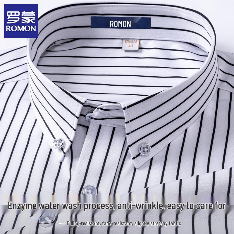 ROMON Men s Summer Striped Short Sleeve Business Casual Shirt 41
