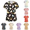 Women's V Neck Short Sleeve Work Top with Pockets Animal Print Medical Scrub Shirt for Healthcare Professionals Comfortable Fit