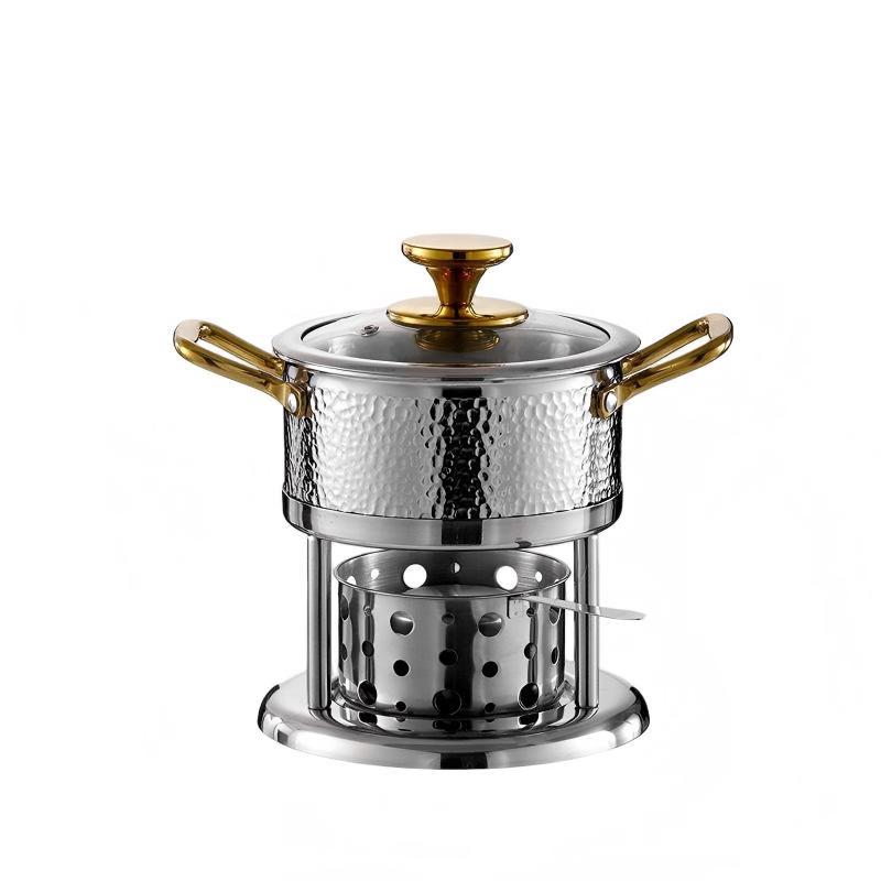 Portable Stainless Steel Personal Hot Pot with Fuel Burner