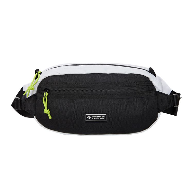 Converse Transition Sling Casual Lightweight Fabric Shoulder Crossbody Waist Bag Unisex bags Black White 10022098-A06 Black White