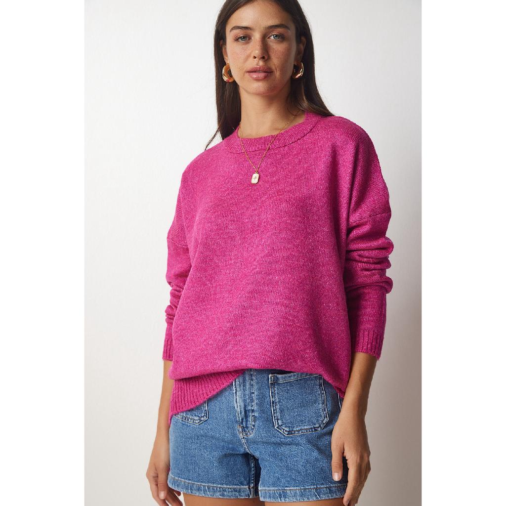 Kjeks for kvinner med rund hals Oversize strikkegenser Bv00085