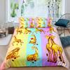 Wild Animal Giraffe Duvet Cover, Giraffe Family Bedding Set for Kids Boys Adults,Colorful Geometric Stripe Decor Comforter Cover