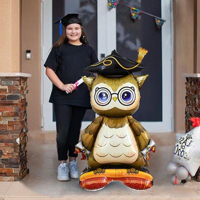 2024 Graduation Party Balloons Standing Bachelor Cap Bear Owl Foil Balloon Grad Congratulation We Did It Decoration Kids Favors