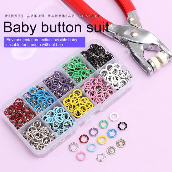 

1 Set Fixer Buckle Set Flexible Anti-rust No Hand-sewing DIY Button Metal Five Claw Buckle Pliers Installation Tool Home Use