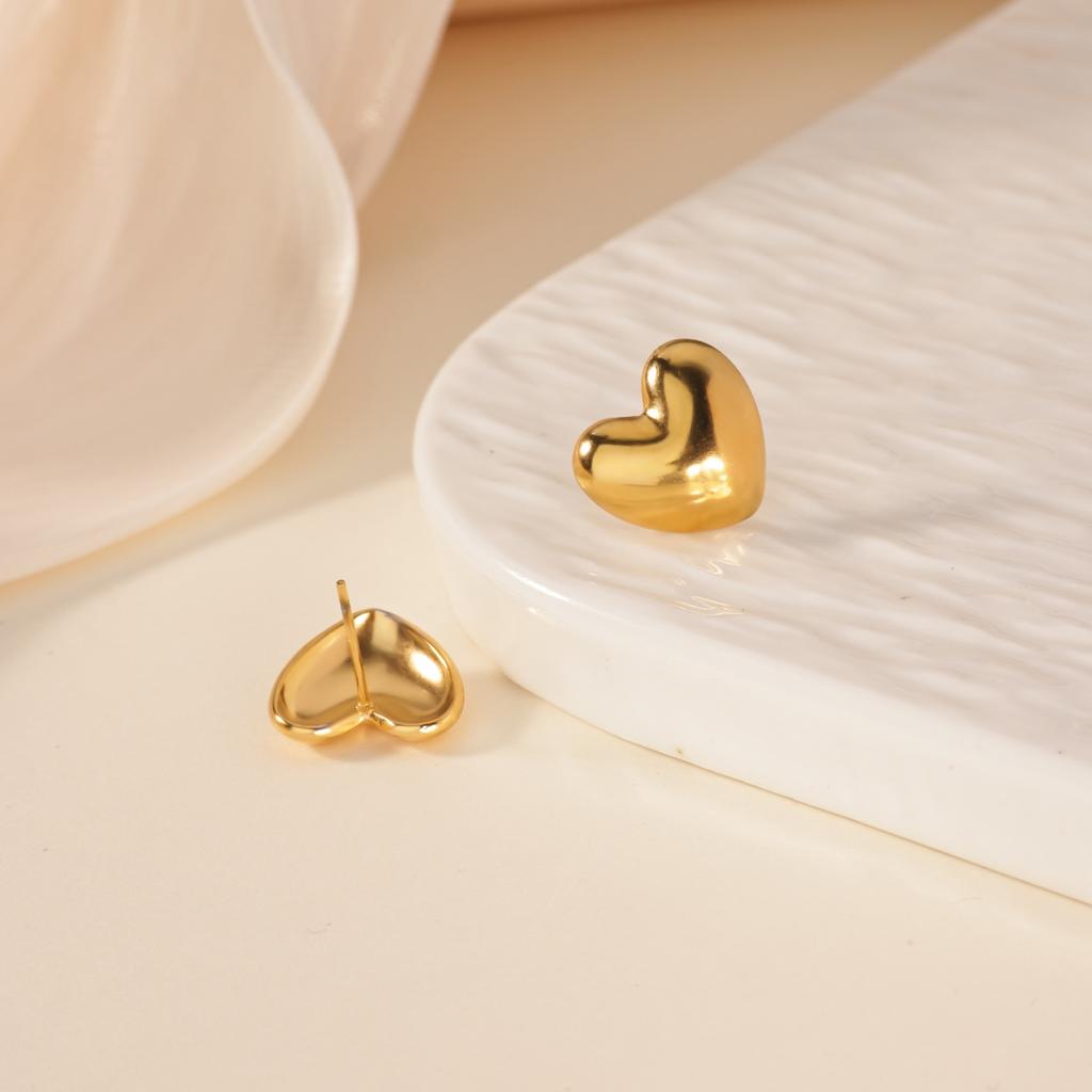 Stainless Steel Heart Stud Earring for Women 18K Gold-plated Earring Summer Vacation Wedding Jewelry Festival accessories Gifts