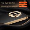 First Layer of Cowhide Lychee Texture Electroplated Frame Case For OnePlus 13R 13 12R One Plus Ace 5 Pro 3 2 Lens Protect Cover