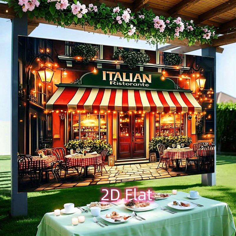 , 2D Flat - A Vibrant And Cozy Italian Restaurant-Themed Polyester Fabric Photography Backdropyzb
