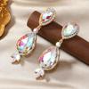 European & American Trendy Earring Drops with Colorful Rhinestones, Candy Colors, Tassels, and Geometric Alloy Design