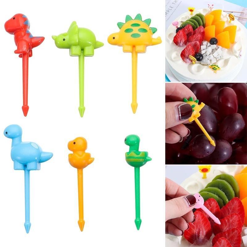 6/12/18pcs Cute Dinosaur Fruit Fork Toothpick Lunch Salad Decoration Accessories Cake Picks Kids Snack Dessert Decoration Forks