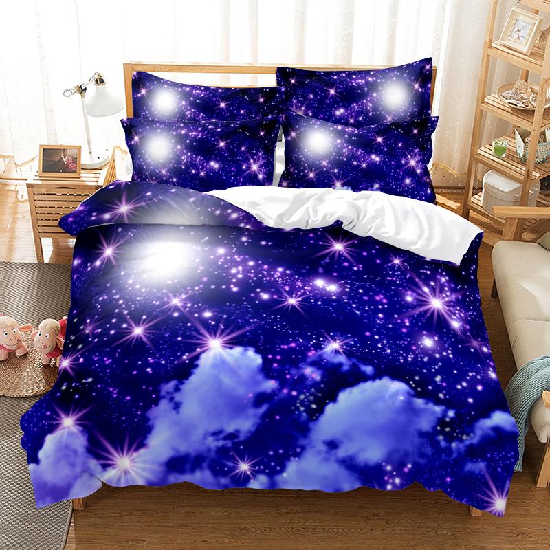כיסוי פוך נוף טבעי בהדפסה תלת-ממדית ציפיות 2/3 יח' סט מצעים רומנטי שמי לילה זרועי כוכבים כיסוי מיטה קינג קווין