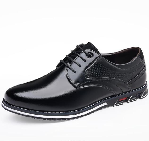 2025 Men's Plus Size Lightweight Leather Lace-up Casual Shoes - Fashionable All-Season Style