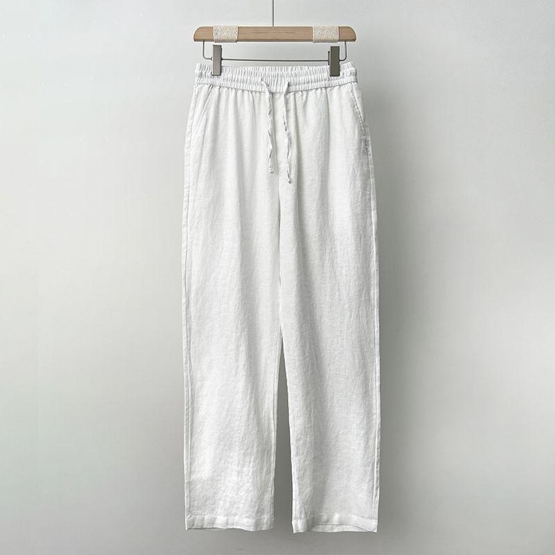High-end Pure Linen Men's Pants, Summer Linen Pants, Men's Cotton and Linen Pants, Loose Wide-leg Straight Casual Trousers, Spring and Autumn