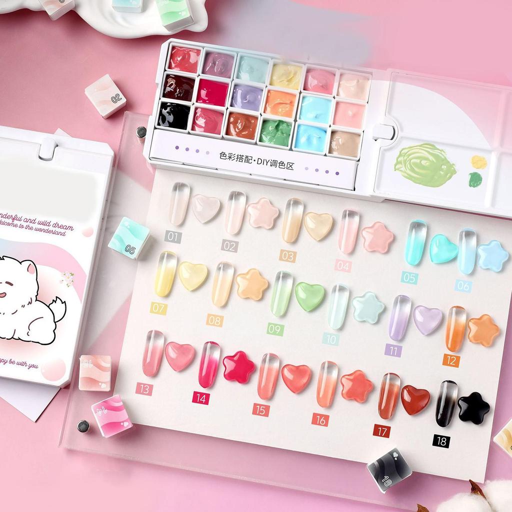 Nail Patting Gel 18 Colors Solid Gradient Manicure Paint Gel Nail Paint Palette for Women Girls Professionals Home Salon