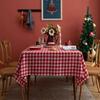 Tablecloth Party Gingham Round Picnic Birthday Cover Table Holiday Christmas Cloth Checkered White Kitchen Dining for 1pc Red