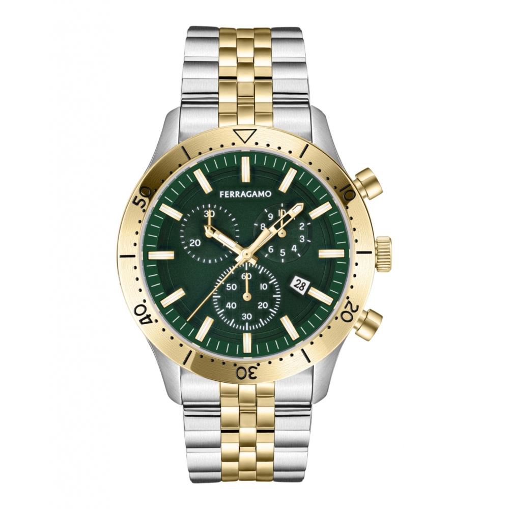 

Salvatore Ferragamo Ferragamo Master Chrono Bracelet Watch Two Tone Two Tone Green