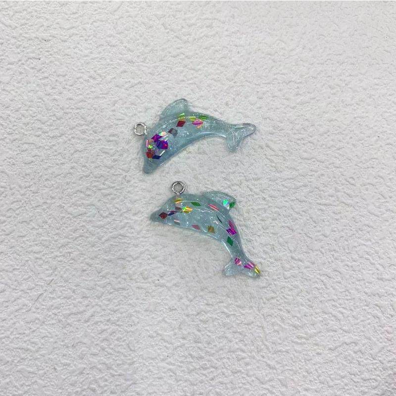 Transparent Sequined Dolphin Amulets - Transparent Pendants for DIY Bracelets Earrings Bag Accessories