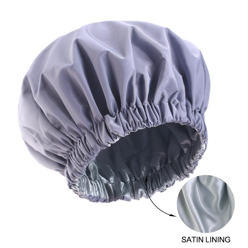 NEW double Layer solid color Shower Caps Waterproof Bath Caps Reusable Shower Caps For Women Ladies Spa Salon