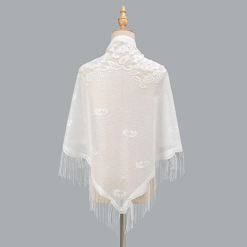 New Nylon Hollow Monochrome Breathable Fringed Triangle Scarf Shawl Women's Fashion Scarf
