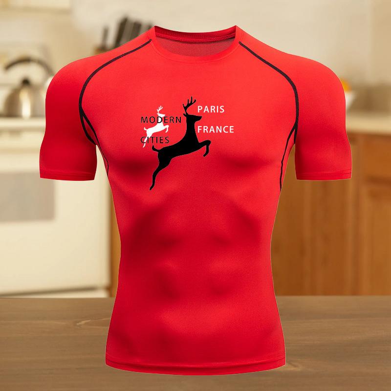 

Men Short-Sleeve Compression T-Shirt Breathable Suit Quick-Drying High Elasticity Spider Running Cycling Gym Fit Workouts Shirts XXXL