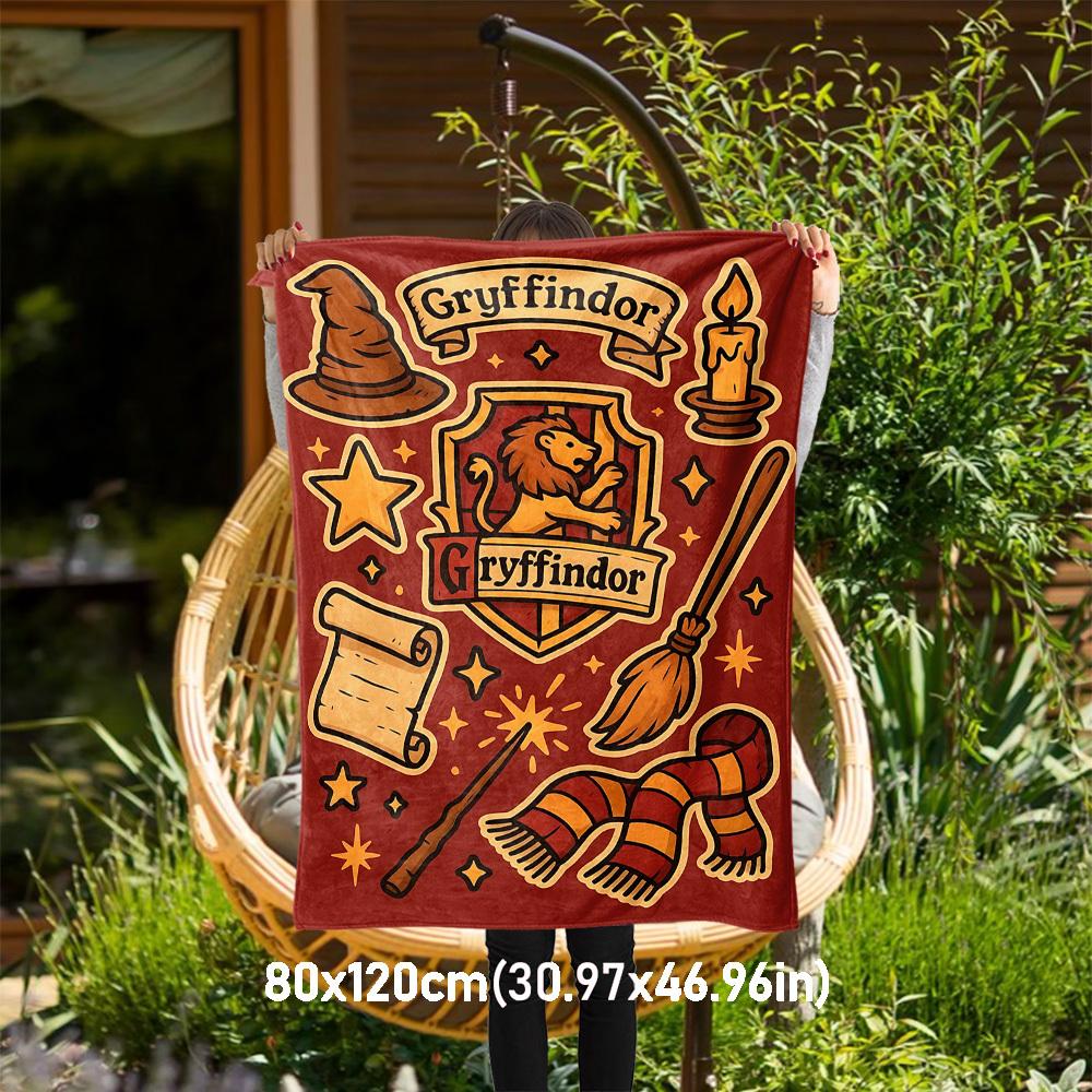 1pc Gryffindor Wizard Magic Outdoor Flannel Throw Blanket All Season Soft Warmth,Home Decor 1031166