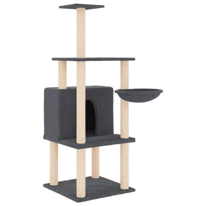 VidaXL Arbre à chat avec griffoirs en sisal gris foncé 132 cm 171728