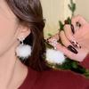 Silver Snowflake Pearl Pompon Earrings - Retro, Versatile, Niche Design
