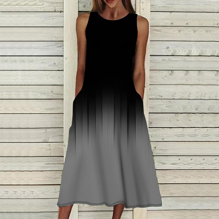 

Летнее модное сексуальное платье без рукавов, мягкое повседневное платье с 3D градиентным принтом, платье на бретельках без рукавов, летнее платье на подтяжках 2XL серый