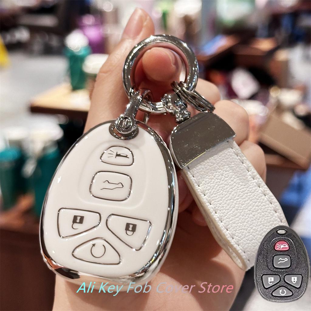 Key Fob Cover with Leather Keychain for For Chevy Malibu 2004 2005 2006 2007 2008 2009 2010 2012 For Cobalt For Pontiac G5 G6 Fo