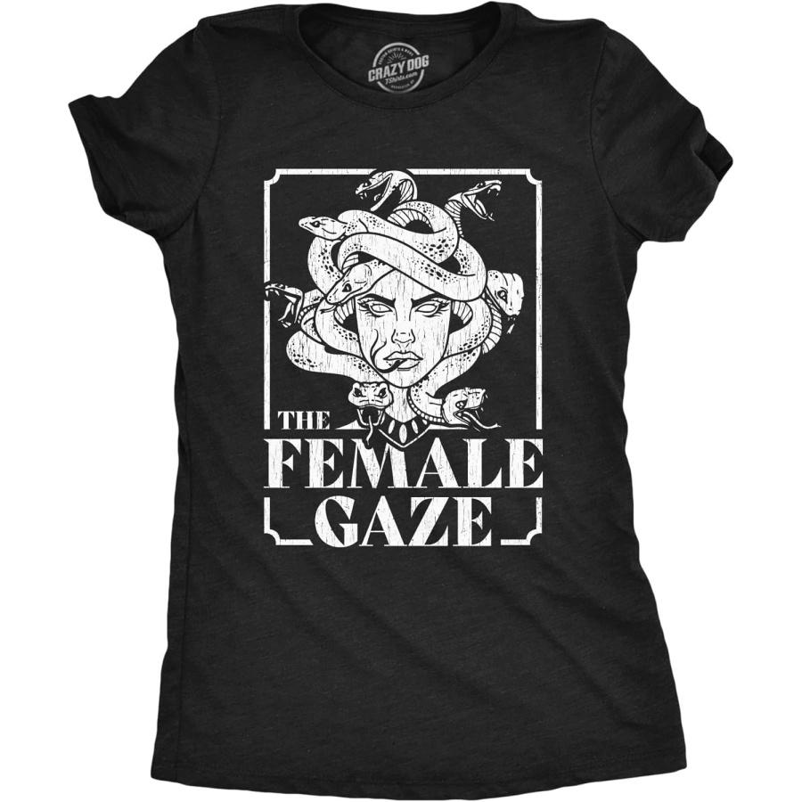 Crazy Dog Tshirts Womens The Female Gaze T Shirt Funny Staring Medusa Joke Tee for Ladies XXXXXL разноцветный