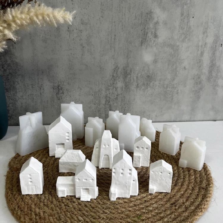 Flexible Plaster Houses Molds Easy to Clean Silicone House Shape Moulds for Artistic Home Decoration Projects