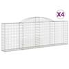 VidaXL Paniers à gabions arqués 4 pcs 300x30x100/120 cm fer galvanisé, gabion, cage de gabion, panier de mur de gabion, mur 3146523