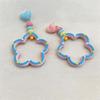 Silver Needle Heart Flower Resin Stud Earrings - Cute & Fashionable Jewelry