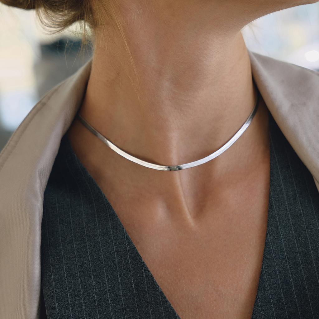 Youthway Vintage 5MM Flat Snake Chain Necklace For Women Minimalist Stainless Steel Necklace Simple Fashion Jewelry Gift