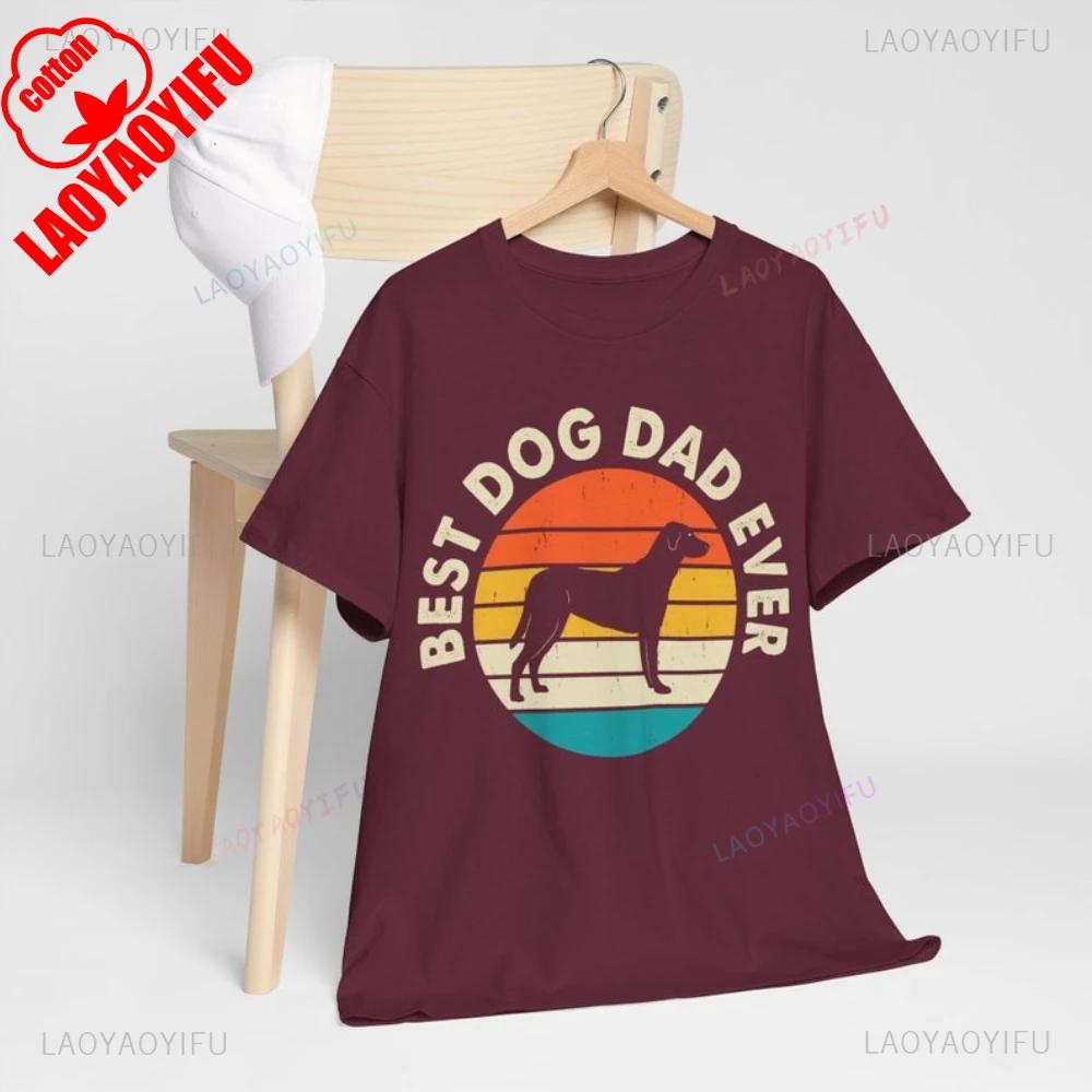Best Dad Dog Ever Tops Tee Shirt Cartoon Patterns of Dogs Printed T Shirt Tops A Gift for Dad On Fathers Day Unisex CottonTee
