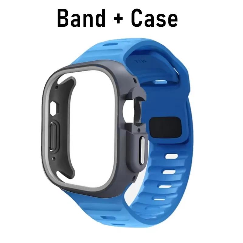 TPU Case+Silicone Strap for Apple Watch Band Ultra 49mm Sport Band for Iwatch Series10 9 8 7 6 SE 5 4 46mm 45mm 44mm 41 40 42mm