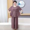Plus Size Casual Summer Two-Piece Set for Middle-Aged and Elderly: Loose Short Sleeve & Slimming Design