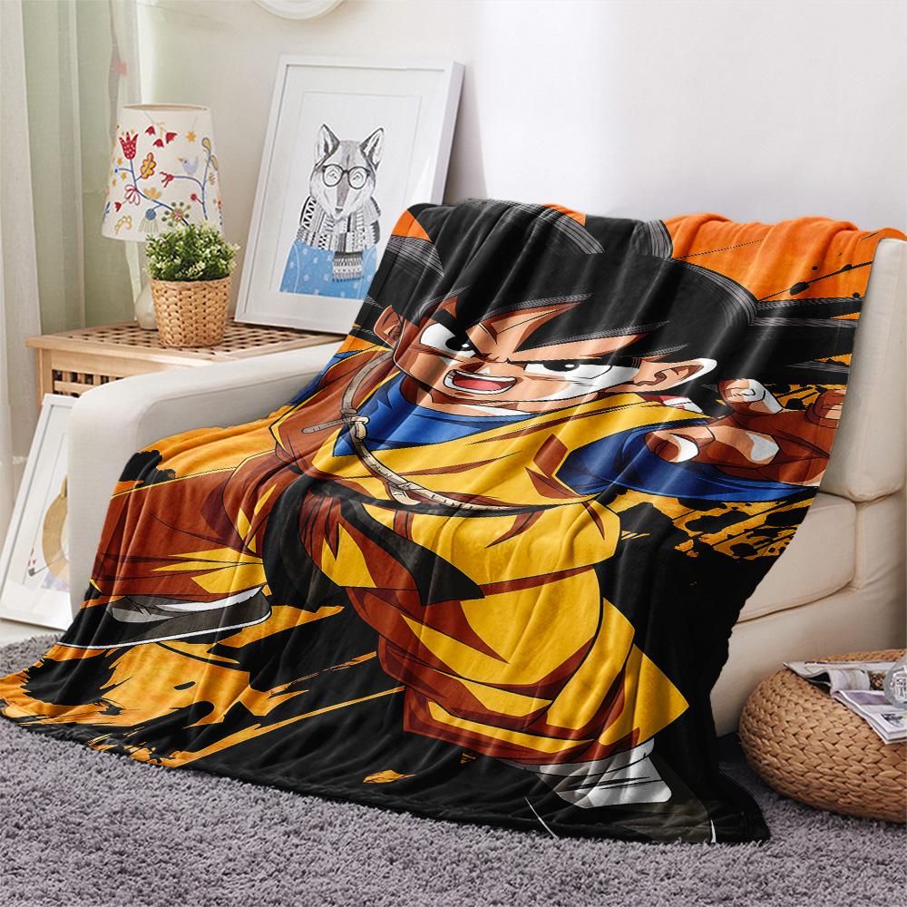 1PC Son Goku Patterned Flannel Blanket Suitable For All Seasons For Home Decor Warmth And Comfort Gifts Holiday Present