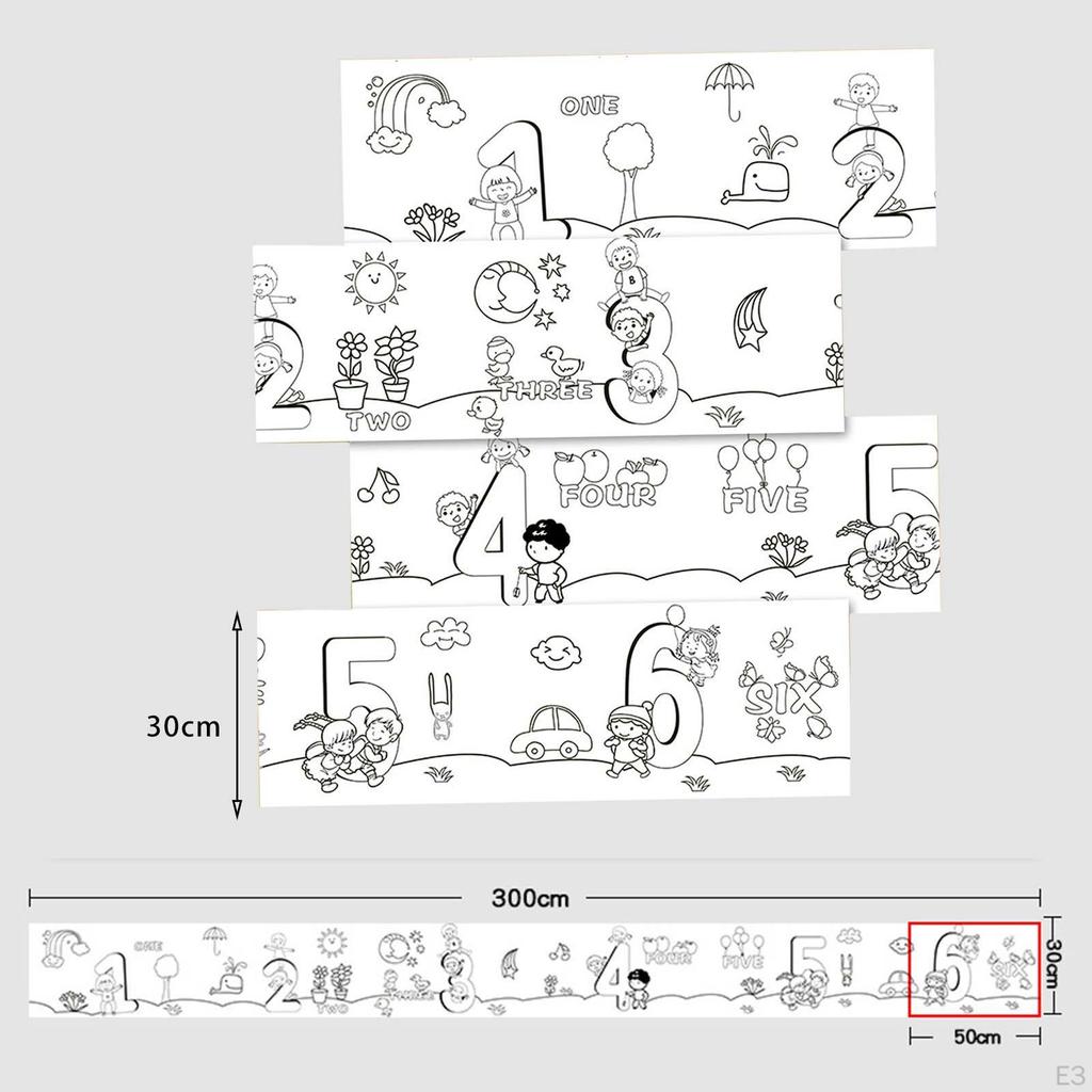 Children Wall Coloring Posters Paper 30Cmx300cm Sticky Drawing Roll Table Sheets