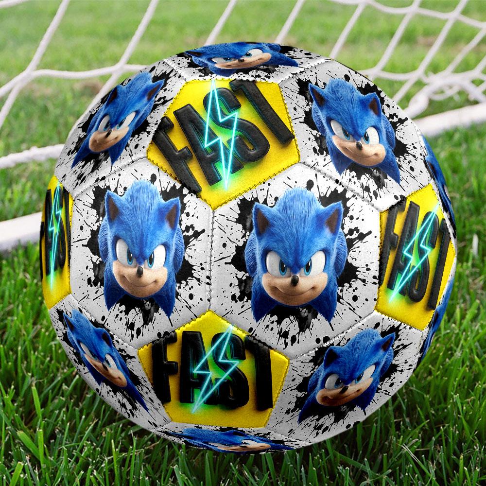 1pc Sonic the Hedgehog Soccer Ball Size 5 Indoor Soccer Ball Fashion Colorful Backyard Game - Great For Sports Fans Gift HE42