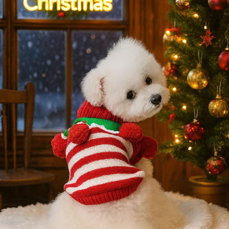 Pet Christmas Sweater Dogs Cats - Cute Holiday Knitwear In Festive Colors Acrylic Warm Winter Outfit