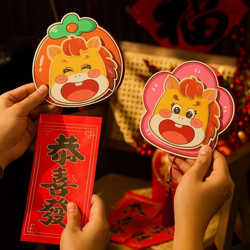 5 Card Slot Folding Red Envelopes 2026 Horse Year Lucky Red Packets Cash Envelopes  Wedding Gifts