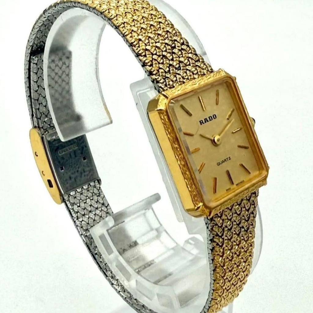 Used A014 RADO Antique Ladies Watch Elegance Gold Color Mesh Bracelet