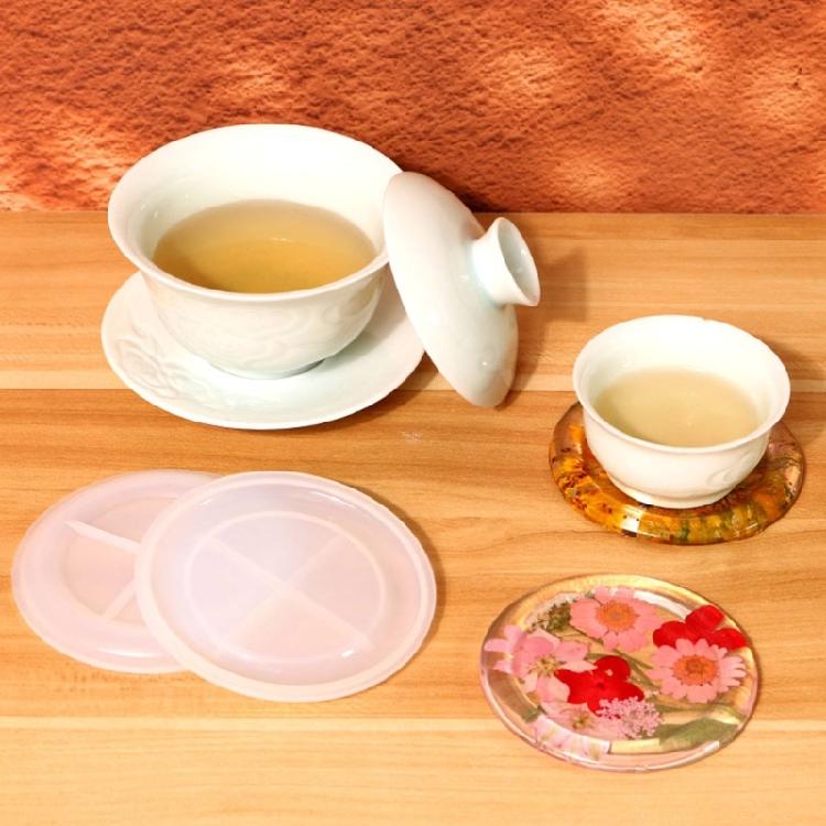 DIY Coaster Plate Molds Round Small Tea-Cup Mat Silicone Molds Epoxy Resin Molds