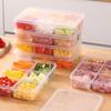 Transparente Aufbewahrungsbox mit 6 Fächern Kühlschrankbehälter mit großer Kapazität Aufbewahrungsbox Fach für gefrorenes Fleisch Lebensmittel Küchenwerkzeug