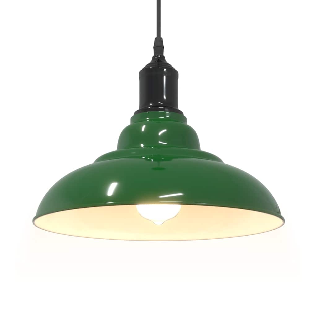 Adjustable Height Pendant Lamp E27 Green Glossy Ø 31 Cm Metal
